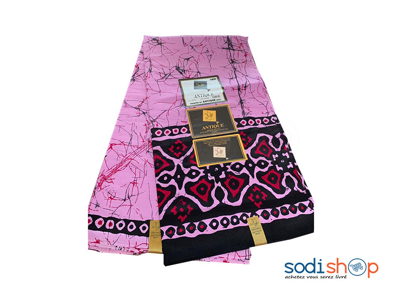 Léger Antique à Motif Couleur Rose Noire 6 Yard GF0059