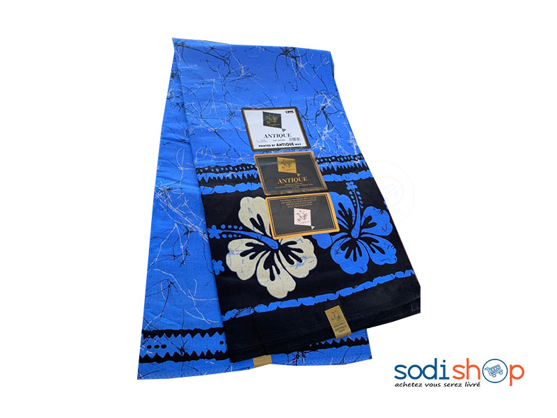 Léger Antique à Motif Fleuri Couleur Bleue Noire 6 Yard GF0059