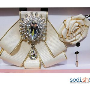 Lavallière Accessoire Pour Vêtement + Broche Couleur Jaune GJ0058