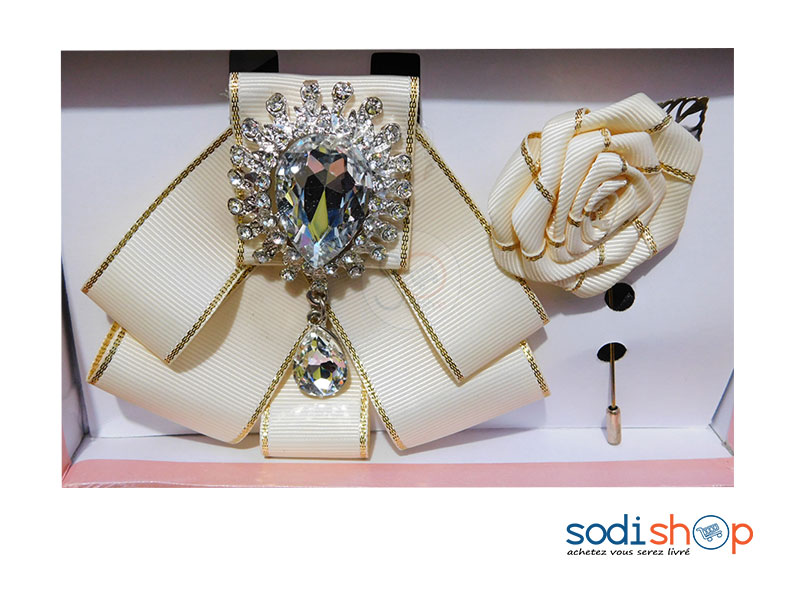 Lavallière Accessoire Pour Vêtement + Broche Couleur Jaune GJ0058