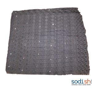 Brodé, Tissu Avec Brillant - Couleur Gris, 1 Mètre GF0059