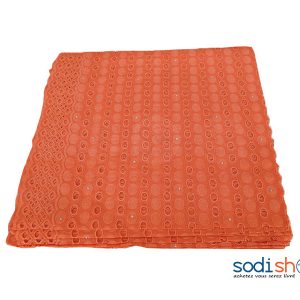 Brodé, Tissu Avec Brillant - Couleur Orange, 1 Mètre GF0059