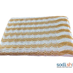 Tissu Brodé Couleur Blanche et Dorée 1 Mètre GF0059