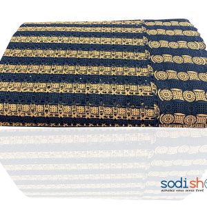 Tissu Brodé à Petit Motif Noir Doré 1 Mètre GF0059