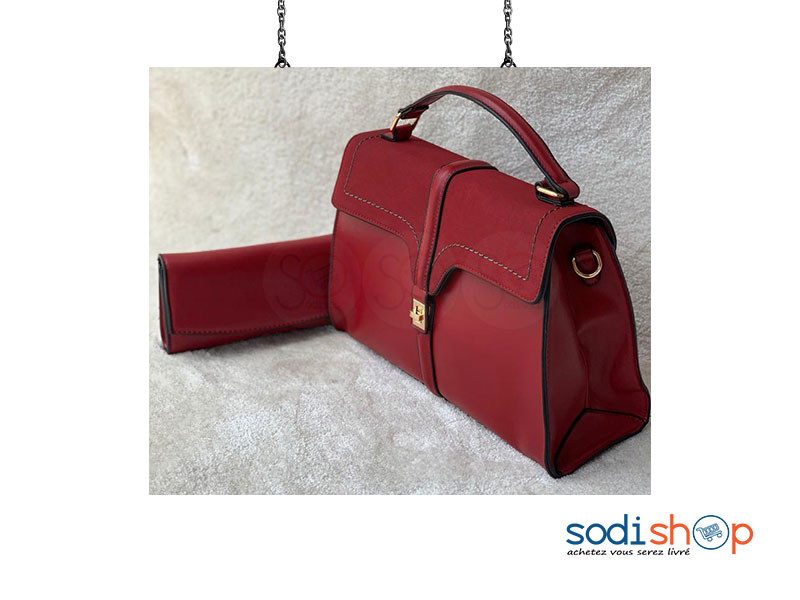 Sac à Main Pour Femme + Pochette - Couleur Rouge AU0059