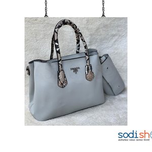 Prada, Sac à Main Gris + Pochette - Pour Femme AU0059