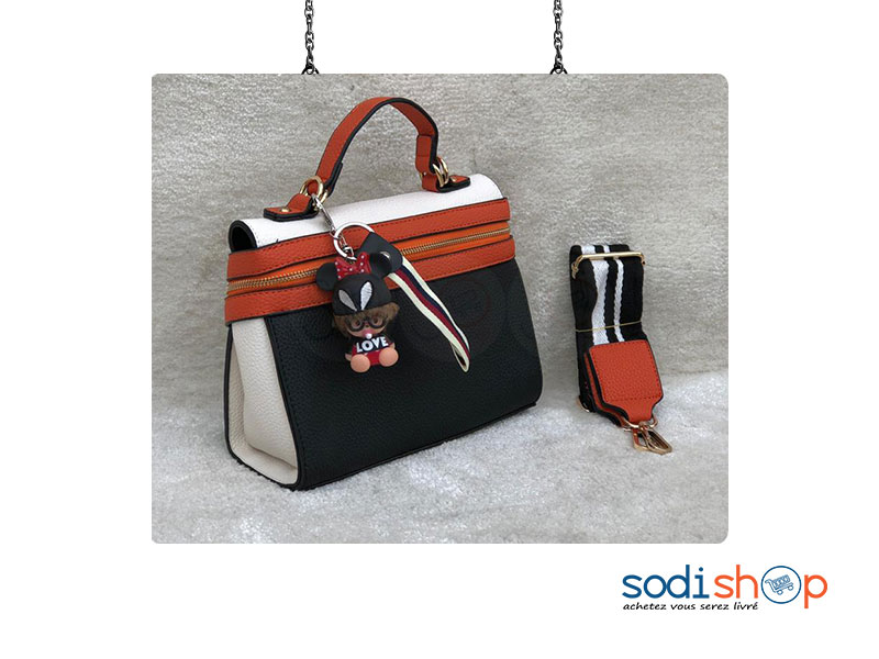 Love, Mini Sac à Main Pour Femme + Bandoulière - Couleur Noir/Marron AU0059