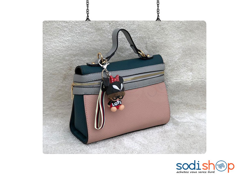 Love, Mini Sac à Main Pour Femme + Bandoulière - Couleur Rose/Noir AU0059