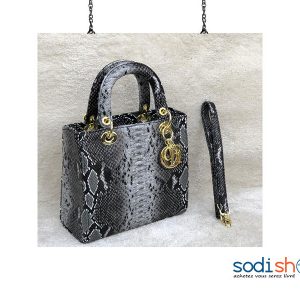 Mini Sac à main, Motif Peau de Serpent - Couleur Noir/Gris, Pour Femme AU0059