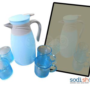 Carafe Complet Avec Quatre Bols Couleur Bleue-Grise LB0060