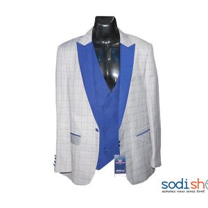 Smoking Veste à carreaux Henry Couture Paris - 3 Pièces Slim Fit GJ0058