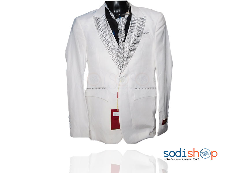 Smoking Complet Couleur Blanche Pour Homme 3 Pièces + Cravate GJ0058