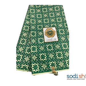 Tissu Coton en Wax Marque Uni Wax Couleur Verte Motif à Fleure 3 Pagnes GF0059