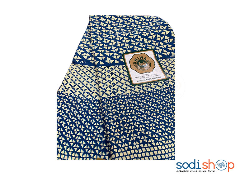 Tissu Coton en Wax Marque Uni Wax à Couleur Bleue 3 Pagnes GF0059