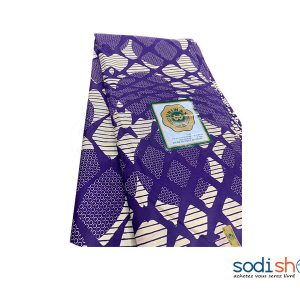 Tissu Coton en Wax Marque Uni Wax à Couleur Violet 3 Pagnes GF0059