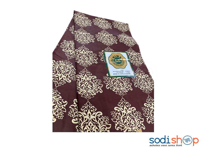 Tissu Coton en Wax Marque Uni Wax à Couleur Marron 3 Pagnes GF0059