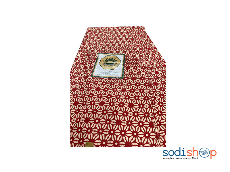 Tissu Coton en Wax Marque Uni Wax à Couleur Rouge à Motif 3 Pagnes GF0059