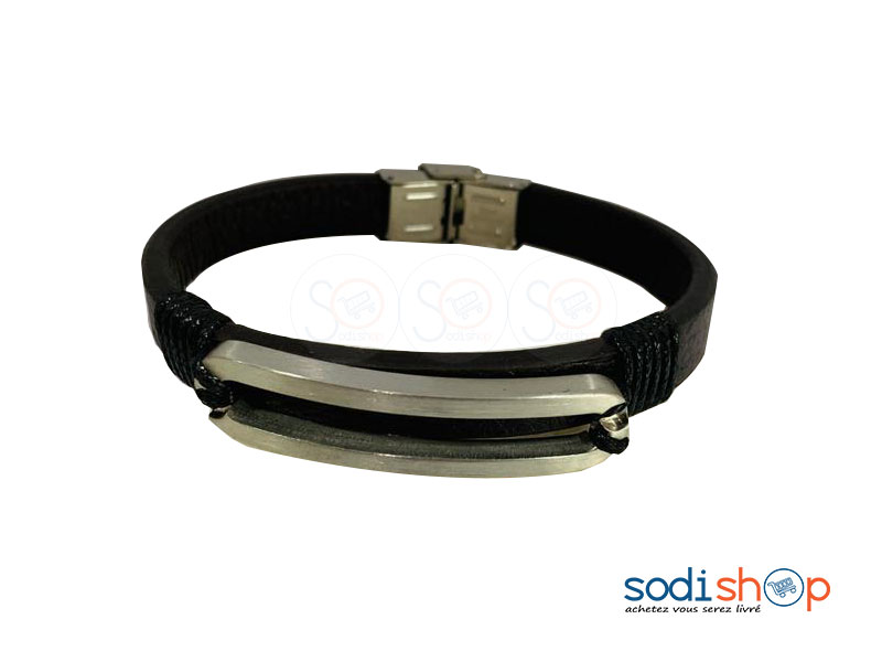 Bracelet Eclatant Pour Homme - Couleur Noir/Argent DI0026