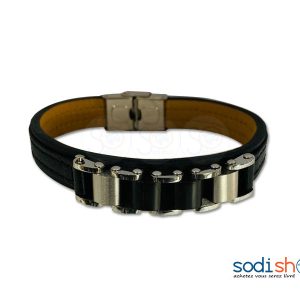 Bracelet Moderne Pour Homme - Couleur Noir/Argent DI0026