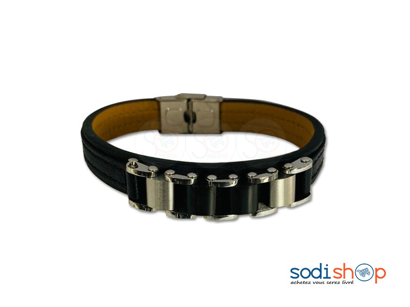 Bracelet Moderne Pour Homme - Couleur Noir/Argent DI0026