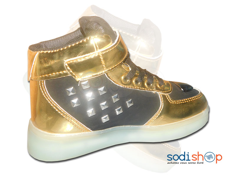 Chaussure Montante Pour Enfants avec Brillant - Couleur Noir/Or BT0073