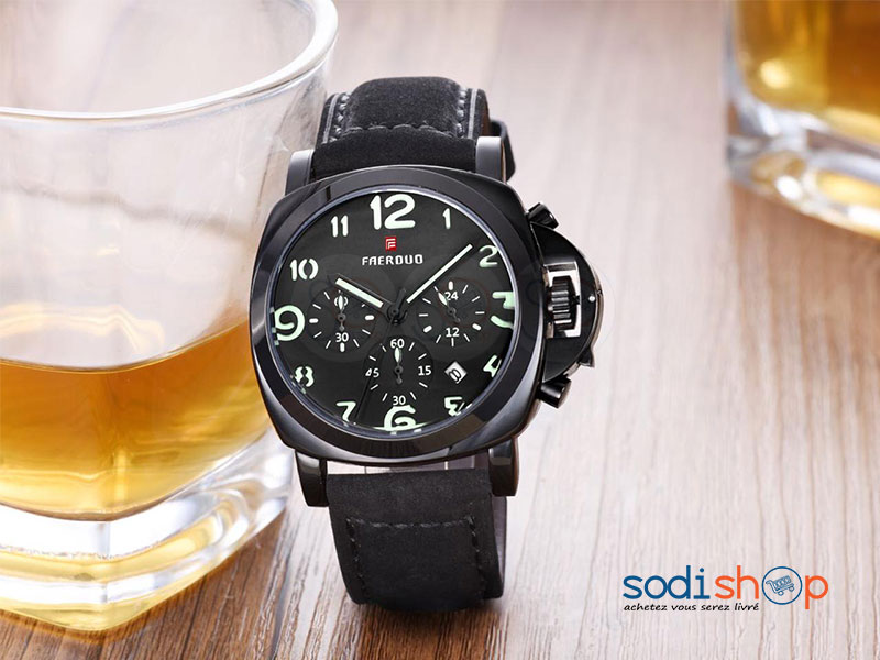 FAERDUO 8203 Montre Hommes Ceinture en Acier De Luxe - Couleur Noir - SODI00