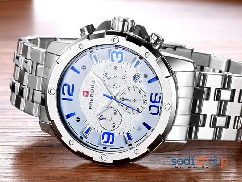 Montre FAERDUO à Quartz Bracelet en Acier Pour Homme d'affaire - SODI00