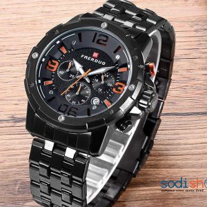 Montre FAERDUO à Quartz Bracelet en Acier Pour Homme Noir SODI00