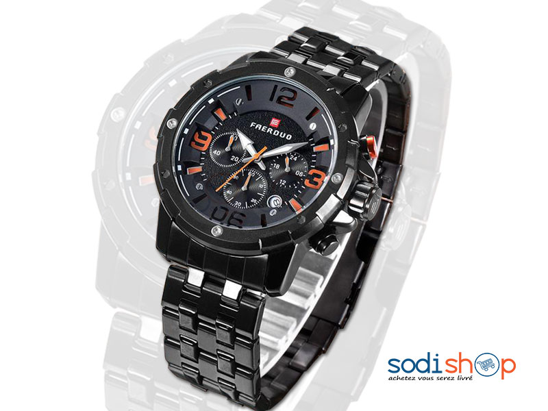 Montre FAERDUO à Quartz Bracelet en Acier Pour Homme Noir SODI00 – Image 3