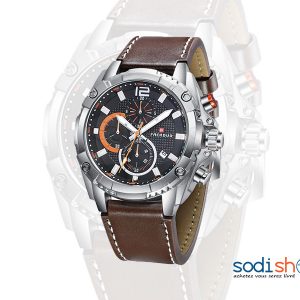 Montre FAERDUO  F8213M à Quartz Bracelet en Cuir Marron Pour Homme SODI00