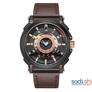 Montre FAERDUO F8272 à Quartz Bracelet en Cuir Pour Homme SODI00