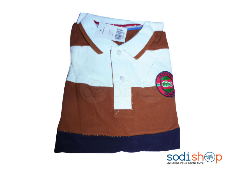 Sweat en Lacoste Manche Longue Couleur Marron-Blanc DC0065
