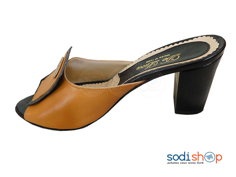 Chaussure à Talon Carré Pour Femme Couleur Jaune Noir SC0067