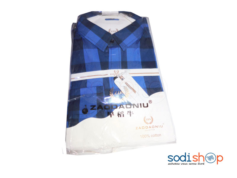 Chemise à Carreau Pour Homme Couleur Bleue DC0065