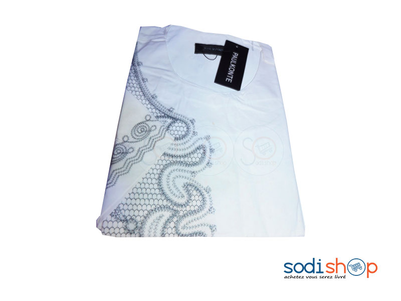 Chemise Pour Homme à Broderie Couleur Blanche DC0065