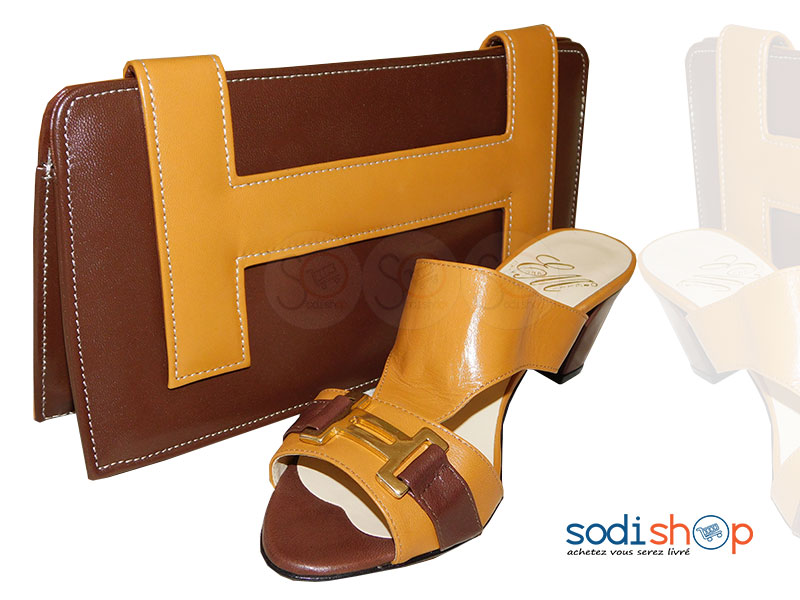 Ensemble Talon + Pochette, Eliana Morelli - Couleur Marron SC0067