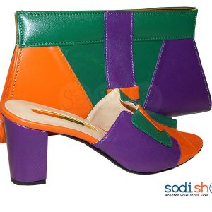 Ensemble Talon + Pochette, Manuela Albano - Couleur Vert/Violet SC0067