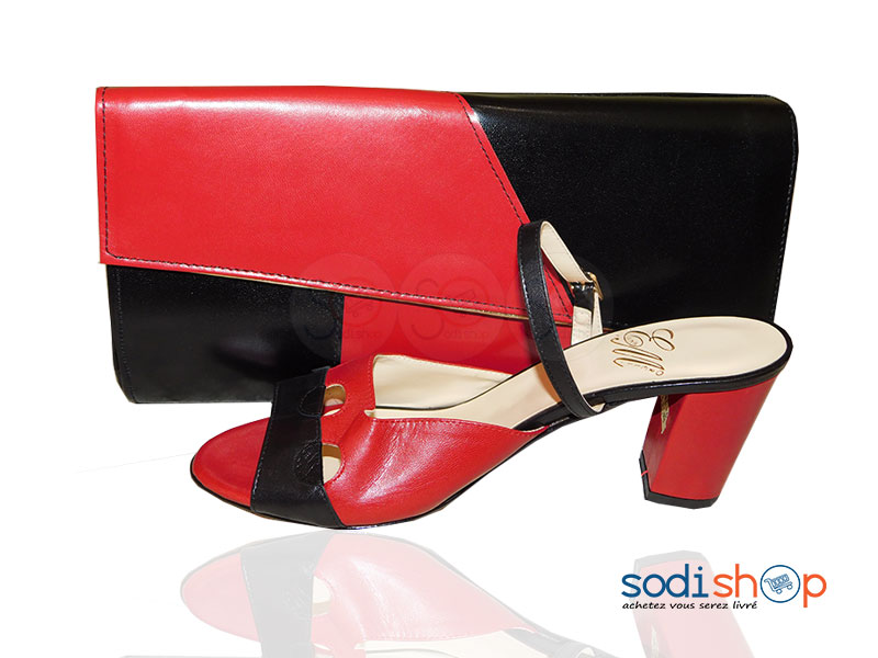 Ensemble Talon + Pochette, Eliana Morelli - Couleur Rouge/Noir SC0067