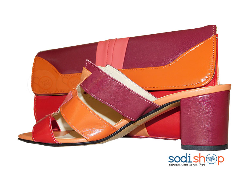 Ensemble Talon + Pochette, Evoque - Couleur Rouge/Orange SC0067