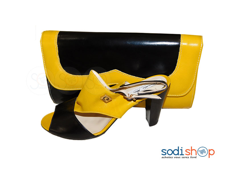 Ensemble Talon + Pochette, Claudia Magnini - Couleur Jaune/Noir SC0067