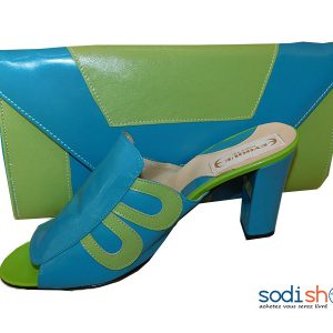 Ensemble Talon + Pochette, Evoque - Couleur Vert/Bleu SC0067