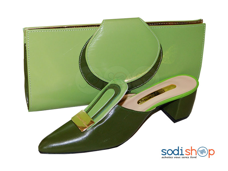 Ensemble Talon + Pochette, Manuela Albano - Couleur Vert SC0067