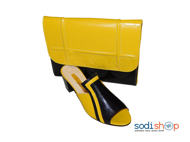 Ensemble Talon + Pochette, Manuela Albano - Couleur Jaune/Noir SC0067