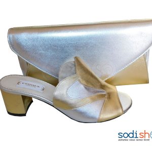 Ensemble Talon + Pochette, Evoque - Couleur Gris/Or SC0067