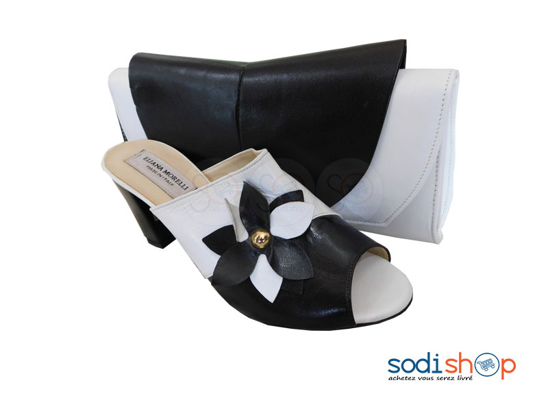 Ensemble Talon + Pochette, Eliana Morelli - Couleur Noir/Blanc SC0067