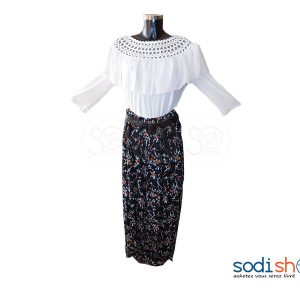 Ensemble Jupe Complet Couleur Noir/ Blanc SC0067