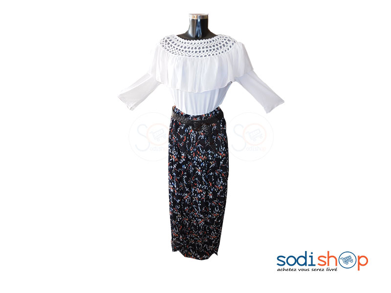 Ensemble Jupe Complet Couleur Noir/ Blanc SC0067
