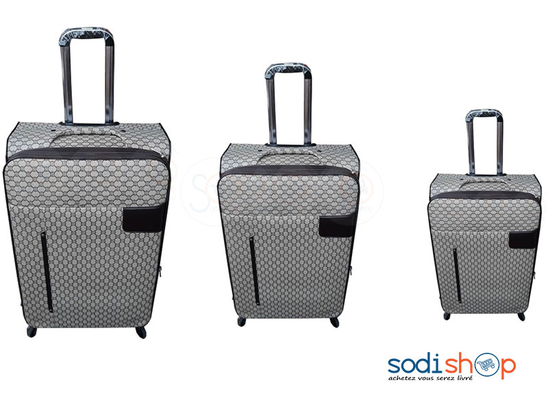 Kit 3 Valises à Roulette Double Trolley Design GUCCI Marron BG0053