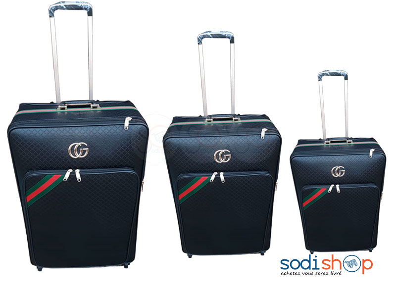 kit 3 Valises à Roulette Double Trolley Design GUCCI Noir BG0053
