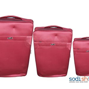 Ensemble 3 Valises Cabines avec Roulettes et Poignée de Traction - Couleur Rouge BG0053